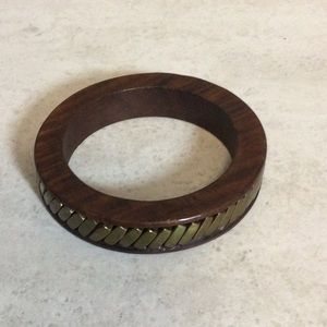 Wooden bangle with gold inlay
